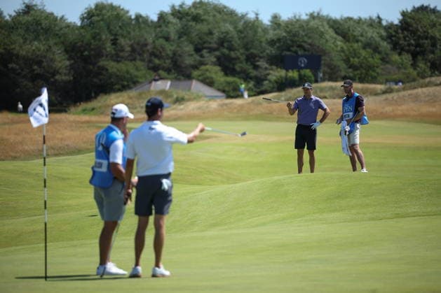 154th Open Golf Championships - Practise Day Jordan Spieth of the USA (2-R) during practise day at the British Open Golf Championships at Royal Birkdale in Southport, Britain, 12 July 2026. SOUTHPORT UNITED KINGDOM  Copyright: xADAMxVAUGHANx