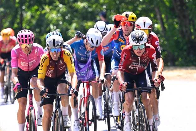 Tour de France 2026 Stage 9 USSEL, FRANCE - JULY 12 : Van Eetvelt Lennert (BEL) of Lotto - Intermarche during stage 9 of the 113rd edition of Tour de France an UCI World Tour 2.UWT cycling road race stage for Men Elite of 185 km with start in Malemort and finish in Ussel on July 12, 2026 in Ussel, France, 12 07 2026 ( Motordriver Kurt Vandenborre - Ussel France  Copyright: xTomasxSiskx