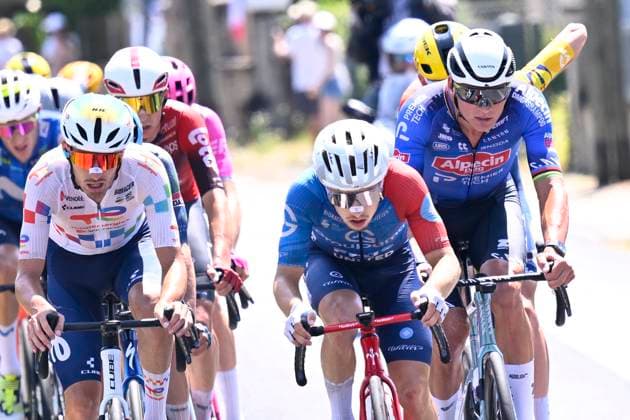 Tour de France 2026 Stage 9 USSEL, FRANCE - JULY 12 : Jegat Jordan (FRA) of TotalEnergies, Van Der Poel Mathieu (NED) of Alpecin - Premier Tech during stage 9 of the 113rd edition of Tour de France an UCI World Tour 2.UWT cycling road race stage for Men Elite of 185 km with start in Malemort and finish in Ussel on July 12, 2026 in Ussel, France, 12 07 2026 ( Motordriver Kurt Vandenborre - Ussel France  Copyright: xTomasxSiskx