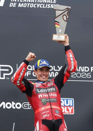 Hermsdorf: Moto GP Sachsenring 2026 on July, 12, 2026, (Photo by Juergen Tap) 93 Marc Marquez (ESP) Ducati Lenovo Team winning the race, Gewinner Hermsdorf Deutschland *** Hermsdorf MotoGP Sachsenring 2026 on July 12, 2026, Photo by Juergen Tap 93: Marc Marquez (ESP) of the Ducati Lenovo Team winning the race, Winner: Hermsdorf, Germany