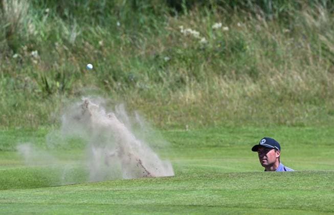 Sport Bilder des Tages Jordan Speith (USA) on the 5th Green from a green side bunker 154th Open Golf Championships, Practice Day, Royal Birkdale, Southport, UK - 12 Jul 2026Southport Royal Birkdale United Kingdom  Copyright: xGreigxCowie Shutterstockx 16988287q