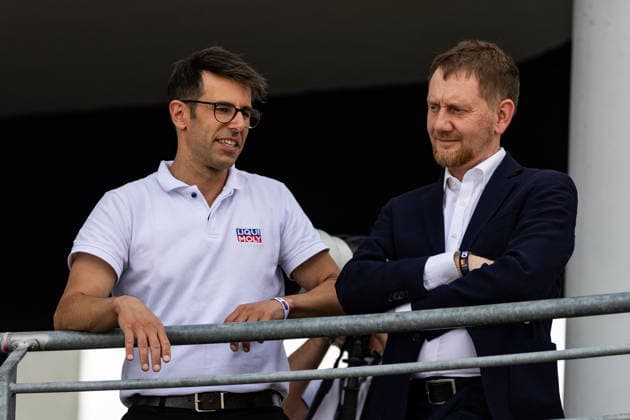 GER, Großer Preis von Deutschland, MotoGP. 11. Lauf, FIM Motorrad-Weltmeisterschaft. 12.07.2026, Sachsenring, Hohenstein-Ernstthal, GER, Großer Preis von Deutschland, MotoGP. 11. Lauf, FIM Motorrad-Weltmeisterschaft. Michael Kretschmer, Ministerpräsident von Sachsen Â Foto: Alexander Trienitz Hohenstein-Ernstthal Sachsenring Sachsen Deutschland *** GER, German Grand Prix, MotoGP Round 11, FIM Motorcycle World Championship, July 12, 2026, Sachsenring, Hohenstein Ernstthal, GER, German Grand Prix, MotoGP Round 11, FIM Motorcycle World Championship Michael Kretschmer, Minister-President of Saxony Photo by Alexander Trienitz Hohenstein Ernstthal Sachsenring Saxony Germany