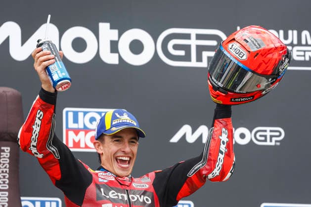Hermsdorf: Moto GP Sachsenring 2026 on July, 12, 2026, (Photo by Juergen Tap) 93 Marc Marquez (ESP) Ducati Lenovo Team winning the race, Gewinner Hermsdorf Deutschland *** Hermsdorf MotoGP Sachsenring 2026 on July 12, 2026, Photo by Juergen Tap 93: Marc Marquez (ESP) of the Ducati Lenovo Team winning the race, Winner: Hermsdorf, Germany