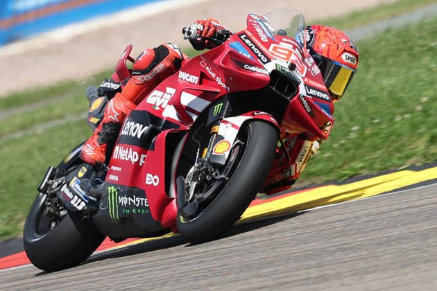 Hohenstein-Ernstthal, 12.07.26: Motorrad Grand Prix Deutschland 2026, Sachsenring. Marc Marquez (ESP) vom Ducati Lenovo Team faehrt auf der Strecke und gewinnt das Rennen. Motorrad Grand Prix Germany 2025 *** Hohenstein Ernstthal, July 12, 2026: 2026 German Motorcycle Grand Prix, Sachsenring. Marc Marquez (ESP) of the Ducati Lenovo Team races on the track and wins the 2025 German Motorcycle Grand Prix.