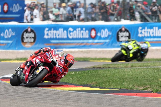 Hohenstein-Ernstthal, 12.07.26: Motorrad Grand Prix Deutschland 2026, Sachsenring. Marc Marquez (ESP) vom Ducati Lenovo Team faehrt auf der Strecke und gewinnt das Rennen. Motorrad Grand Prix Germany 2025 *** Hohenstein Ernstthal, July 12, 2026: 2026 German Motorcycle Grand Prix, Sachsenring. Marc Marquez (ESP) of the Ducati Lenovo Team races on the track and wins the 2025 German Motorcycle Grand Prix.