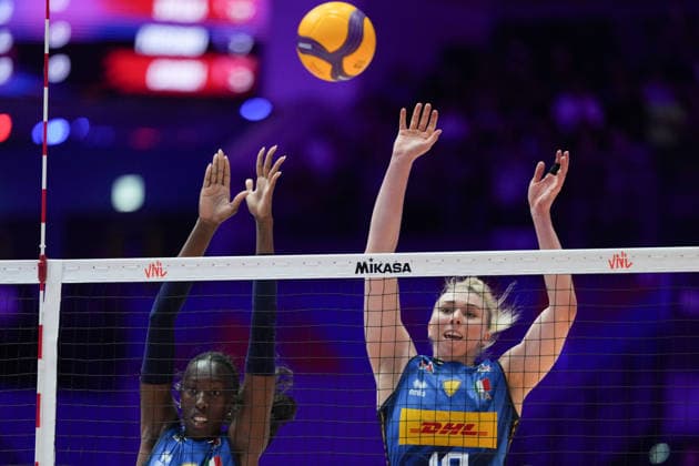 RECORD DATE NOT STATED Volleyball Nations League Hong Kong 2026 - Day 5 Sarah Luisa Fahr (No.19) and Paola Ogechi Egonu (No.18) from team Italy during the match between Italy and China at Volleyball Nations League Hong Kong 2026 on July 12, 2026 in Hong Kong. (Photo by Ellan Mad Nexpher Images) Hong Kong