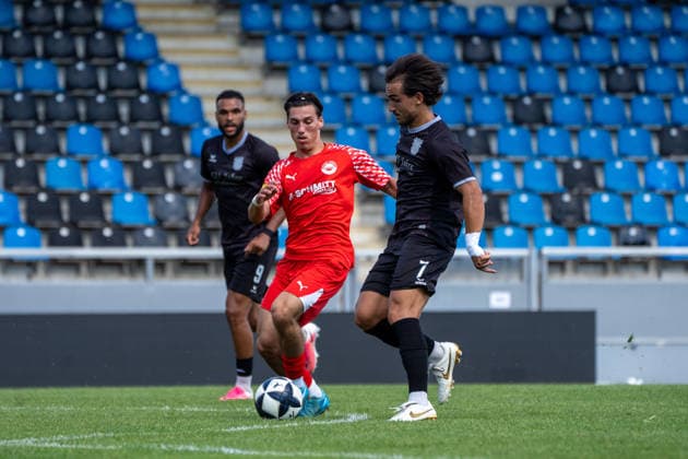 12.07.2026, xhfmx, Fussball Testspiel, FSV Frankfurt - RW Walldorf George Iorga (23, FSV Frankfurt) (DFL DFB REGULATIONS PROHIBIT ANY USE OF PHOTOGRAPHS as IMAGE SEQUENCES and or QUASI-VIDEO) *** July 12, 2026, xhfmx, Soccer Friendly Match, FSV Frankfurt vs. RW Walldorf, George Iorga 23, FSV Frankfurt: DFL and DFB regulations prohibit any use of photographs as image sequences and or quasi-video.