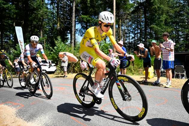 Tour de France 2026 Stage 9 USSEL, FRANCE - JULY 12 : Pogacar Tadej (SLO) of UAE Team Emirates - XRG, Del Toro Isaac (MEX) of UAE Team Emirates - XRG during stage 9 of the 113rd edition of Tour de France an UCI World Tour 2.UWT cycling road race stage for Men Elite of 185 km with start in Malemort and finish in Ussel on July 12, 2026 in Ussel, France, 12 07 2026 ( Motordriver Kurt Vandenborre - Ussel France  Copyright: xTomasxSiskx