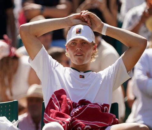 Tennis - 2026 Wimbledon Championships - Day Eleven (Week Two) - All England Lawn Tennis & Croquet Club, London - Sunday 12th July 2026 Court One - Boys singles Final Jordan Lee (USA) v Cruz Hewitt (AUS) Cruz Hewitt (AUS) after defeat COLORSPORT ANDREW COWIE 