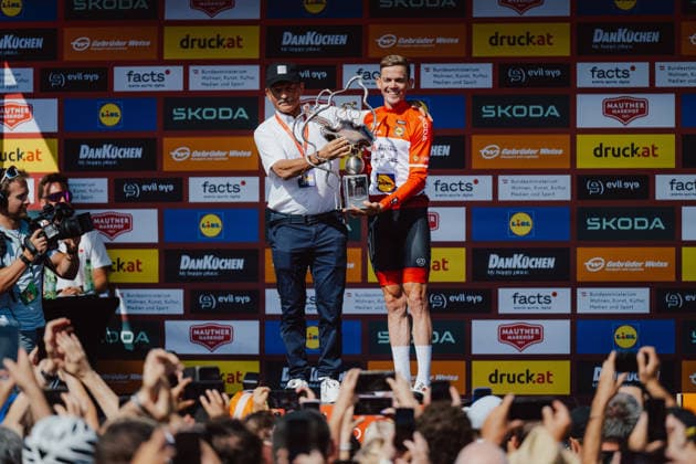 CYCLING - Tour of Austria 2026 LANGENLOIS,AUSTRIA,12.JUL.26 - CYCLING - Tour of Austria, stage 5, Langenlois - Wien. Image shows the rejoicing of Gregor Muehlberger (AUT AUSTRIA).  GEPAxpictures xAlexanderxSolc