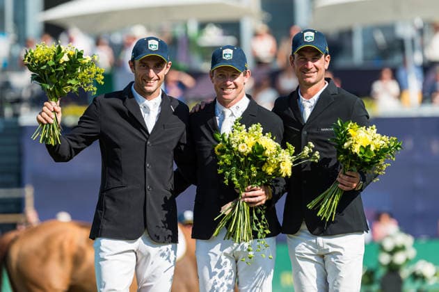 260712 Richard Vogel of Germany second place, Shane Sweetnam of Ireland winner and Steve Guerdat of Switzerland on third place in Rolex Grand Prix during the Falsterbo Horse Show on July 12, 2026 in Falsterbo. Photo: Christian Örnberg BILDBYRAN COP 166 CO0712 ridsport equestrian falsterbo horse show ridsportlaget bbeng rolex grand prix *** July 12, 2026: Richard Vogel of Germany took second place, Shane Sweetnam of Ireland won, and Steve Guerdat of Switzerland placed third in the Rolex Grand Prix during the Falsterbo Horse Show on July 12, 2026 in Falsterbo. Photo by Christian Örnberg, BILDBYRAN COP 166 CO0712 equestrian sports Falsterbo Horse Show Ridsportlaget BBENG Rolex Grand Prix  Copyright: CHRISTIANxÖRNBERG BB260712CO195