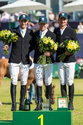 260712 Richard Vogel of Germany second place, Shane Sweetnam of Ireland winner and Steve Guerdat of Switzerland on third place in Rolex Grand Prix during the Falsterbo Horse Show on July 12, 2026 in Falsterbo. Photo: Christian Örnberg BILDBYRAN COP 166 CO0712 ridsport equestrian falsterbo horse show ridsportlaget bbeng rolex grand prix *** July 12, 2026: Richard Vogel of Germany took second place, Shane Sweetnam of Ireland won, and Steve Guerdat of Switzerland placed third in the Rolex Grand Prix during the Falsterbo Horse Show on July 12, 2026 in Falsterbo. Photo by Christian Örnberg, BILDBYRAN COP 166 CO0712 equestrian sports Falsterbo Horse Show Ridsportlaget BBENG Rolex Grand Prix  Copyright: CHRISTIANxÖRNBERG BB260712CO196