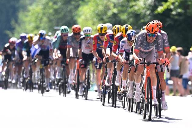 Tour de France 2026 Stage 9 USSEL, FRANCE - JULY 12 : rider of team Netcompany INEOS leading the peloton during stage 9 of the 113rd edition of Tour de France an UCI World Tour 2.UWT cycling road race stage for Men Elite of 185 km with start in Malemort and finish in Ussel on July 12, 2026 in Ussel, France, 12 07 2026 ( Motordriver Kurt Vandenborre - Ussel France  Copyright: xTomasxSiskx