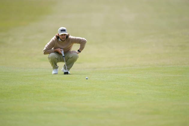 NORTH BERWICK, SCOTLAND - JULY 12: Tommy Fleetwood lines up a putt on the second green during Round 4 of the Genesis Scottish Open at the Renaissance Club, North Berwick on July 12, 2026 in North Berwick, Scotland Genesis Scottish Open Round 4