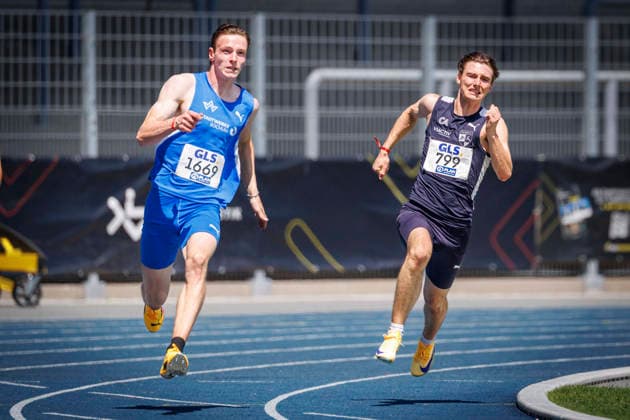 85. Deutsche Meisterschaften U20; Bochum, 12.07.2026 Dominik Geldern (TV Wattenscheid 01) und Fynn Bredemeier (Cologne Athletics); 85. Deutsche Meisterschaften U20 am 12.07.2026 im Lohrheidestadion, Bochum (Nordrhein-Westfalen) *** 85th German U20 Championships, Bochum, July 12, 2026: Dominik Geldern (TV Wattenscheid 01) and Fynn Bredemeier (Cologne Athletics) at the 85th German U20 Championships on July 12, 2026, at Lohrheidestadion, Bochum, North Rhine-Westphalia Copyright: xBEAUTIFULxSPORTS B.Hoffmannx