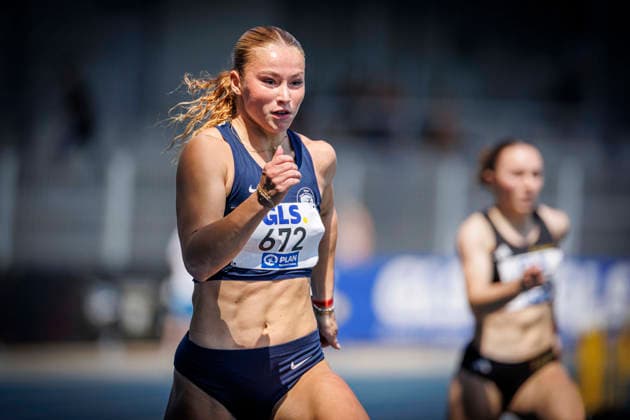85. Deutsche Meisterschaften U20; Bochum, 12.07.2026 Paula Springstein (Ostsee Sprint- und Laufteam Rostock e.V.); 85. Deutsche Meisterschaften U20 am 12.07.2026 im Lohrheidestadion, Bochum (Nordrhein-Westfalen) *** 85th German U20 Championships, Bochum, July 12, 2026 Paula Springstein, Ostsee Sprint and Running Team Rostock e.V. 85th German U20 Championships on July 12, 2026, at Lohrheidestadion, Bochum, North Rhine-Westphalia Copyright: xBEAUTIFULxSPORTS B.Hoffmannx