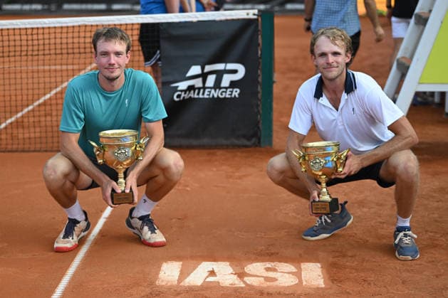 CONCORD IASI OPEN Final Erik Grevelius and Adam Heinonen of Sweden celebrate with the trophies during the Concord Iasi Open final, Challenger 100, against Ivan Sabanov and Matej Sabanov of Serbia, in Iasi, Romania, on July 12, 2026. Imago Images Alex Nicodim Copyright: xAlexxNicodimx