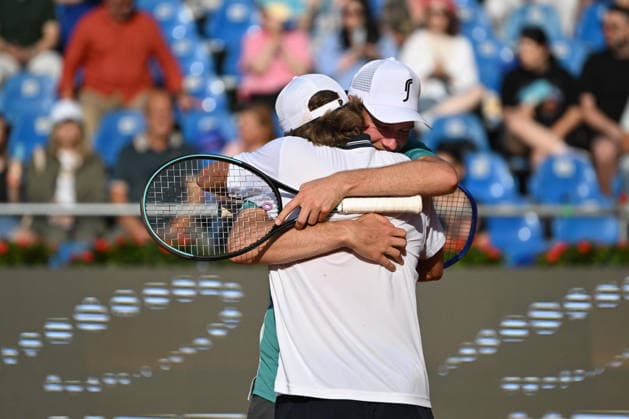CONCORD IASI OPEN Final Erik Grevelius and Adam Heinonen of Sweden celebrate during the Concord Iasi Open final, Challenger 100, against Ivan Sabanov and Matej Sabanov of Serbia, in Iasi, Romania, on July 12, 2026. Imago Images Alex Nicodim Copyright: xAlexxNicodimx