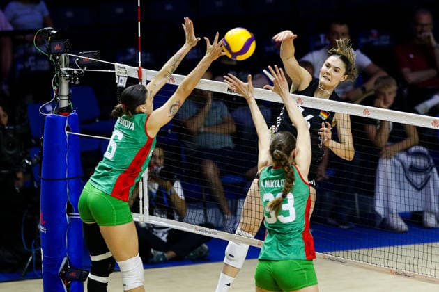 Bulgaria v Germany - Women s Volleyball Nations League BELGRADE, SERBIA - JULY 12: Kaya Nikolova (33) and Miroslava Paskova (6) of Bulgaria in action during the 2026 FIVB Volleyball Women s Nations League match between Bulgaria and Germany in Belgrade, Serbia, on July 12, 2026. Filip Stevanovic Anadolu Belgrade Serbia. Editorial use only. Please get in touch for any other usage.  Copyright: x2026xAnadoluxFilipxStevanovicx