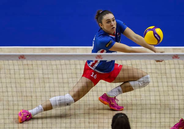 WomenÕs Volleyball Nations League - Belgrade 2026 Czech Republic s Michaela Mlejnkova in action during the WomenÕs Volleyball Nations League Pool 7 match between France and Czech Republic at Belgrade Arena on July 12, 2026 in Belgrade, Serbia. Belgrade Serbia Copyright: xSrdjanxStevanovicx x