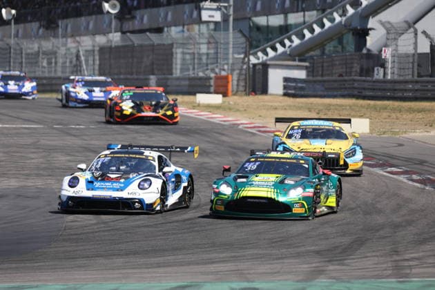 RECORD DATE NOT STATED 14 Mark Kastelic (SLO) Pavel Lefterov (BUL), Porsche 911 GT3 R, Team: razoon - more than racing (AUT) und 39 Baudouin Detout (FRA) Jamie Alan Day (GBR), Aston Martin Vantage GT3 EVO, Team: Comtoyou Racing (BEL) GER, Motorsport, ADAC GT Masters, Runde 4, Nuerburgring, Nuerburg, 12.07.2026 GER, Motorsport, ADAC GT Masters, Runde 4, Nuerburgring, Nuerburg, 12.07.2026 Nuerburg *** 14 Mark Kastelic SLO Pavel Lefterov BUL, Porsche 911 GT3 R, Team razoon more than racing AUT and 39 Baudouin Detout FRA Jamie Alan Day GBR, Aston Martin Vantage GT3 EVO, Team Comtoyou Racing BEL GER, Motorsports, ADAC GT Masters, Round 4, Nürburgring, Nürburg, July 12, 2026 GER, Motorsports, ADAC GT Masters, Round 4, Nürburgring, Nürburg, July 12, 2026 Nürburg Copyright: xEibner-Pressefoto JuergenxAugstx EP_JAT