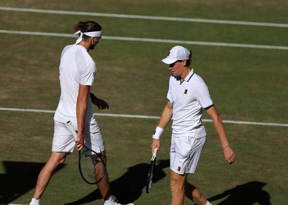 RECORD DATE NOT STATED 12th July 2026; All England Lawn Tennis and Croquet Club, London, England; Wimbledon Tennis Tournament, Final Day; Jannik Sinner (ITA) walking past his opponent Alexander Zverev (GER) JohnxPatrickxFletcher