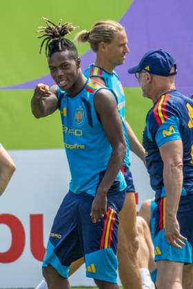 Spanish national soccer team forward Nico Williams during the trainning at Cotton Bowl stadium in Boston, United States, 12 July 2026. Spain s trainning !ACHTUNG: NUR REDAKTIONELLE NUTZUNG!  Copyright: xLavandeirax GRAF5335 20260712-55020876229_1