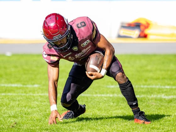 Touchdown 6 Kaylon Geiger (Wide Receiver) Rhein Fire Rhein Fire vs Panthers Wroclaw, American Football, American Football League Europe, Week 8, 2026, 12.07.2026, Duisburg Schauinsland-Reisen-Arena Germany Copyright: xFootxBowl ChristopherxMettkenx