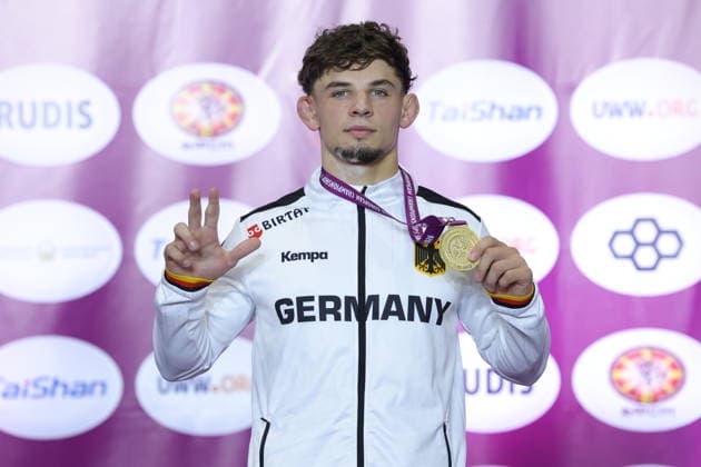 Sport Bilder des Tages 2025 U23 Wrestling World Championships 74kg FS - Manuel Wagin (GER) *** 2025 U23 Wrestling World Championships, 74 kg Freestyle, Manuel Wagin (GER)