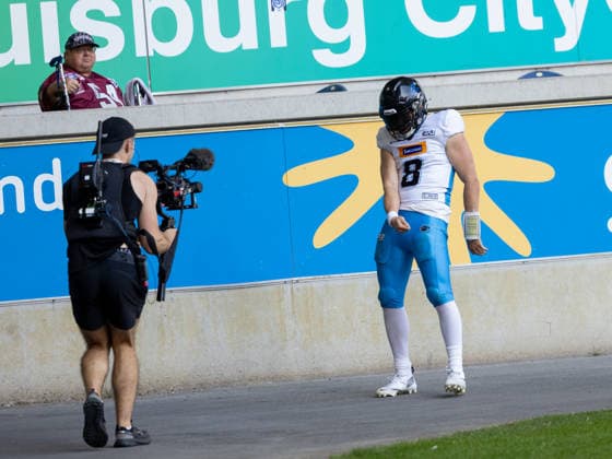 8 Jameson Wang (Quarterback) Panthers Wroclaw Rhein Fire vs Panthers Wroclaw, American Football, American Football League Europe, Week 8, 2026, 12.07.2026, Duisburg Schauinsland-Reisen-Arena Germany Copyright: xFootxBowl ChristopherxMettkenx