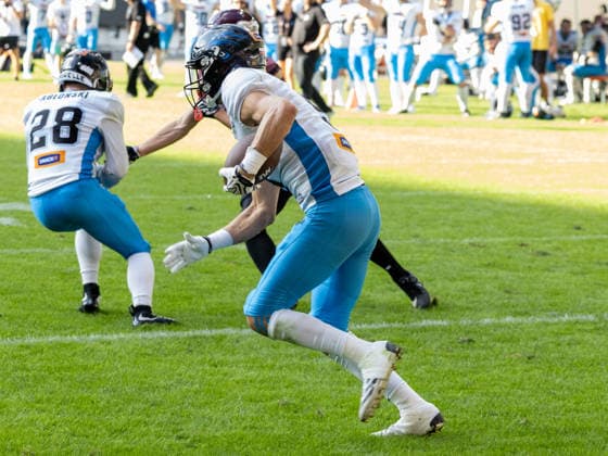 Interception from 9 Wojciech Simka ( Cornerback ) Panthers Wroclaw Rhein Fire vs Panthers Wroclaw, American Football, American Football League Europe, Week 8, 2026, 12.07.2026, Duisburg Schauinsland-Reisen-Arena Germany Copyright: xFootxBowl ChristopherxMettkenx