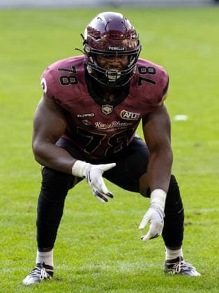 78 Yasir Raji (Offensive Line) Rhein Fire Rhein Fire vs Panthers Wroclaw, American Football, American Football League Europe, Week 8, 2026, 12.07.2026, Duisburg Schauinsland-Reisen-Arena Germany Copyright: xFootxBowl ChristopherxMettkenx