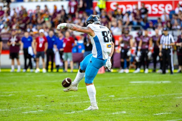 83 Dominik Niedziela (Tight End) Panthers Wroclaw at punt Rhein Fire vs Panthers Wroclaw, American Football, American Football League Europe, Week 8, 2026, 12.07.2026, Duisburg Schauinsland-Reisen-Arena Germany Copyright: xFootxBowl ChristopherxMettkenx