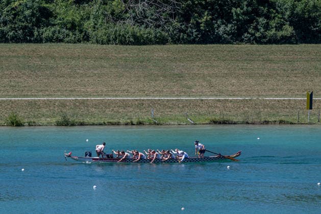 Das Boot von Deutschland in der Klasse Premier Woman im 2000 Meter - Rennen GER, Drachenboot - Europameisterschaften Muenchen - Oberschleissheim, 12.07.2026 Foto: HMB Media Heike Feiner *** The German boat in the Premier Woman class during the 2,000-meter race, GER, European Dragon Boat Championships, Munich-Oberschleissheim, July 12, 2026. Photo: HMB Media, Heike Feiner Copyright: HMBxMedia HeikexFeiner