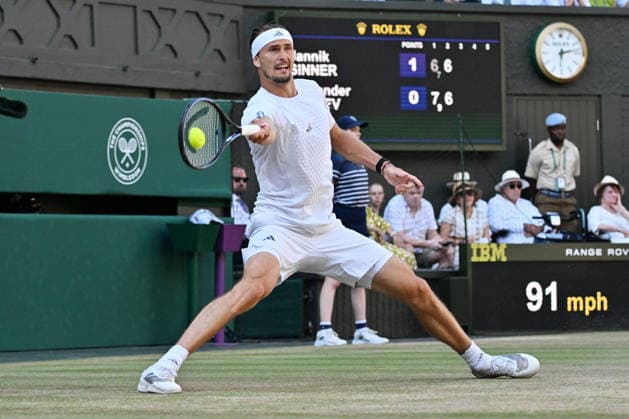 Wimbledon Tennis Championships 2026 - Day 14 LONDON, UNITED KINGDOM - July 12: Alexander Zverev of Germany plays in the Mens singles finals match against Jannik Sinner of Italy during day 14 of The Wimbledon Tennis Championships at All England Lawn Tennis and Croquet Club on July 12, 2026 in London, United Kingdom. Ray Tang Anadolu London United Kingdom. Editorial use only. Please get in touch for any other usage.  Copyright: x2026xAnadoluxRayxTangx