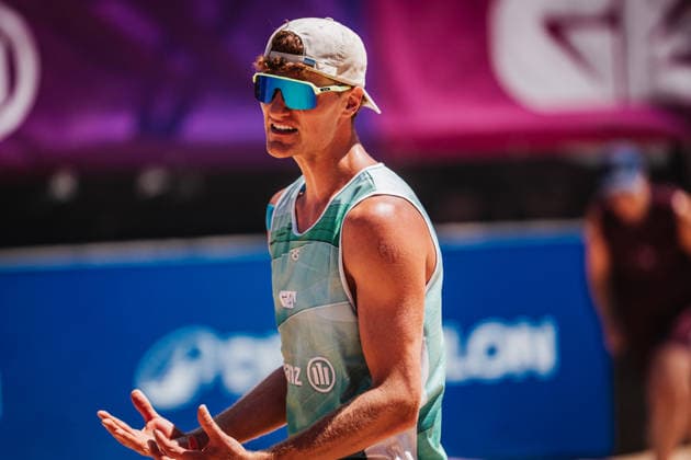 Beachvolleyball Männer Allianz German Beach Tour 2026 Tourstop München 12.07.2026 Max Just ärgert sich München Zentraler Hochschulsport: Beach- Bayern Deutschland *** Men s Beach Volleyball: Allianz German Beach Tour 2026, Munich Stop, July 12, 2026; Max Just is frustrated; Munich Central University Sports; Beach; Bavaria; Germany