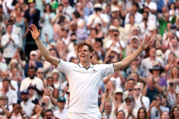 Jannik Sinner celebrates victory in the Men s Singles final Wimbledon Tennis Championships, Day 14, The All England Lawn Tennis and Croquet Club, London, UK - 12 Jul 2026London The All England Lawn Tennis and United Kingdom  Copyright: xEllaxLing Shutterstockx 16981034dv