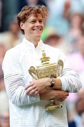 Jannik Sinner celebrates with the trophy after victory in the Men s Singles final Wimbledon Tennis Championships, Day 14, The All England Lawn Tennis and Croquet Club, London, UK - 12 Jul 2026London The All England Lawn Tennis and United Kingdom  Copyright: xJamesxMarsh Shutterstockx 16981035ip