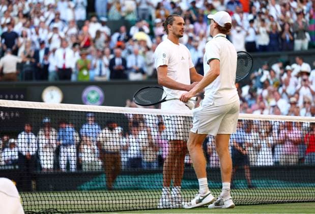 Jannik Sinner celebrates victory in the Men s Singles final against Alexander Zverev Wimbledon Tennis Championships, Day 14, The All England Lawn Tennis and Croquet Club, London, UK - 12 Jul 2026London The All England Lawn Tennis and United Kingdom  Copyright: xJamesxMarsh Shutterstockx 16981035ja