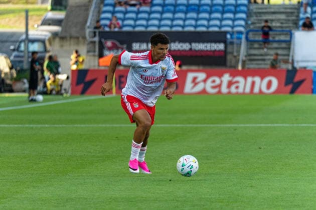 RECORD DATE NOT STATED Trofeu do Algarve 25th Anniversary - SL Benfica vs CR Flamengo, Estadio do Algarve, Portugal. Estadio do Algarve, Portugal. 11 July 2026. 6 Alexander Bah of SL Benfica in action at the SL Benfica v CR Flamengo football match for the Algarve Trophy 25th Anniversary. Credit: Nuno Pires Veloso Morse Images. Copyright: xx