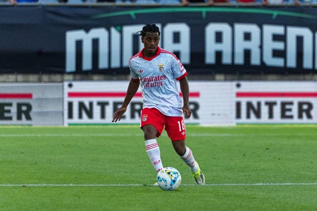 RECORD DATE NOT STATED Trofeu do Algarve 25th Anniversary - SL Benfica vs CR Flamengo, Estadio do Algarve, Portugal. Estadio do Algarve, Portugal. 11 July 2026. 18 Leandro Barreiro of SL Benfica in action at the SL Benfica v CR Flamengo football match for the Algarve Trophy 25th Anniversary. Credit: Nuno Pires Veloso Morse Images. Copyright: xx