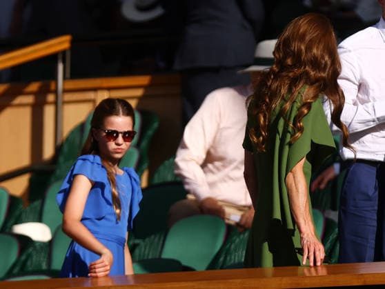 Wimbledon Championships 2026, Mens Final Day 14 AELTC Wimbledon, London, UK - 12 07 2026 HRH Catherine Princess of Wales with daughter HRH Princess Charlotte leave the Royal Box on Centre Court during the Mens Single Final of the 2026 Wimbledon Championships at the AELTC London London AELTC Wimbledon London GBR, UK NEWSPAPERS OUT Copyright: xMarkxGreenwoodx