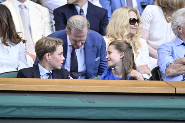 Tennis - Wimbledon 2026 - ITF - The Championships - 12 07 2026 - Tennis - Wimbledon 2026 - ITF - The Championships - 12 07 2026 - Son altesse royal Kate Catherine Princesse de Galles - remise de prix et Royal Box - avec Georges et Charlotte et Le Prince William Prince de Galles London  Copyright: xChryslenexCaillaud Psnewzx