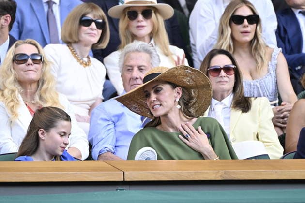 Tennis - Wimbledon 2026 - ITF - The Championships - 12 07 2026 - Tennis - Wimbledon 2026 - ITF - The Championships - 12 07 2026 - Son altesse royal Kate Catherine Princesse de Galles - remise de prix et Royal Box - avec Georges et Charlotte et Le Prince William Prince de Galles London  Copyright: xChryslenexCaillaud Psnewzx