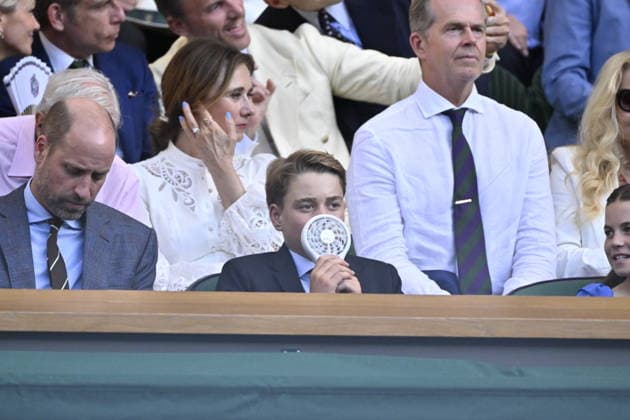 Tennis - Wimbledon 2026 - ITF - The Championships - 12 07 2026 - Tennis - Wimbledon 2026 - ITF - The Championships - 12 07 2026 - Son altesse royal Kate Catherine Princesse de Galles - remise de prix et Royal Box - avec Georges et Charlotte et Le Prince William Prince de Galles London  Copyright: xChryslenexCaillaud Psnewzx