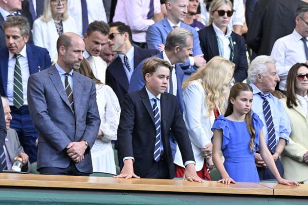 Tennis - Wimbledon 2026 - ITF - The Championships - 12 07 2026 - Tennis - Wimbledon 2026 - ITF - The Championships - 12 07 2026 - Son altesse royal Kate Catherine Princesse de Galles - remise de prix et Royal Box - avec Georges et Charlotte et Le Prince William Prince de Galles London  Copyright: xChryslenexCaillaud Psnewzx