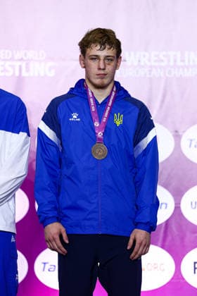 U20 European Championships Podium 86kg FS - Bronze: Artur Kostiuk (UKR) *** U20 European Championships, 86kg Freestyle, Bronze Medal: Artur Kostiuk (UKR) Copyright: xJakexKirkmanx xUnitedxWorldxWresx Jake Kirkman United World Wres