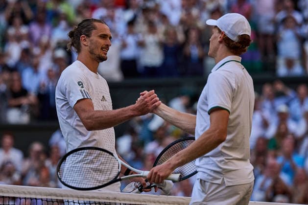 July 12, 2026, London, London, Great Britain: Alexander Zverev of Germany, Jannik Sinner of Italy shaking hands after their match during The Championships Wimbledon , 12.7.2026 in London (All England Lawn Tennis and Croquet Club), Great Britain Tennis 2026: Grand Slam: The Championships Wimbledon: 14th Day: Mens Singles Final: SINNER 6:7 7:6 6:3 6:4 ZVEREV  - ZUMAs343 20260712_zsp_s343_114 Copyright: xMathiasxSchulzx