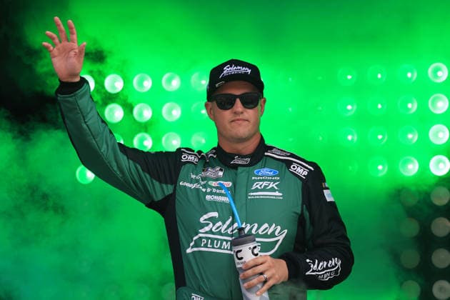 ATLANTA, GA - JULY 12: Ryan Preece ( 60 RFK Racing Solomon Plumbing Ford) waves to the crowd during driver introductions prior to the running of the NASCAR, Motorsport, USA Cup Series Quaker State 400 on July 12, 2026 at EchoPark Speedway in Hampton, GA. (Photo by Jeff Robinson Icon Sportswire) AUTO: JUL 12 NASCAR Cup Series Quaker State 400 EDITORIAL USE ONLY Icon26071212163400