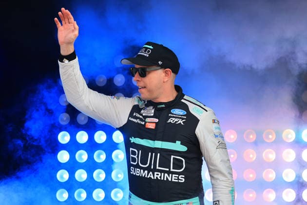ATLANTA, GA - JULY 12: Brad Keselowski ( 6 RFK Racing Buildsubmarines.com Ford) waves to the crowd during driver introductions prior to the running of the NASCAR, Motorsport, USA Cup Series Quaker State 400 on July 12, 2026 at EchoPark Speedway in Hampton, GA. (Photo by Jeff Robinson Icon Sportswire) AUTO: JUL 12 NASCAR Cup Series Quaker State 400 EDITORIAL USE ONLY Icon26071212459400